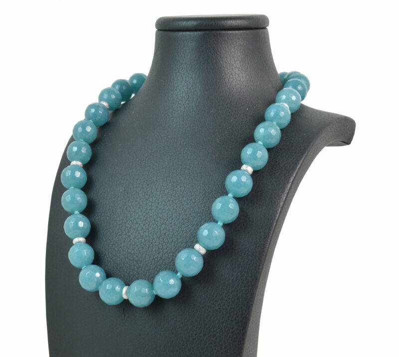 Collana in Angelite, Intercalari con chiusura in Argento 925 e Zirconi - immagine 2