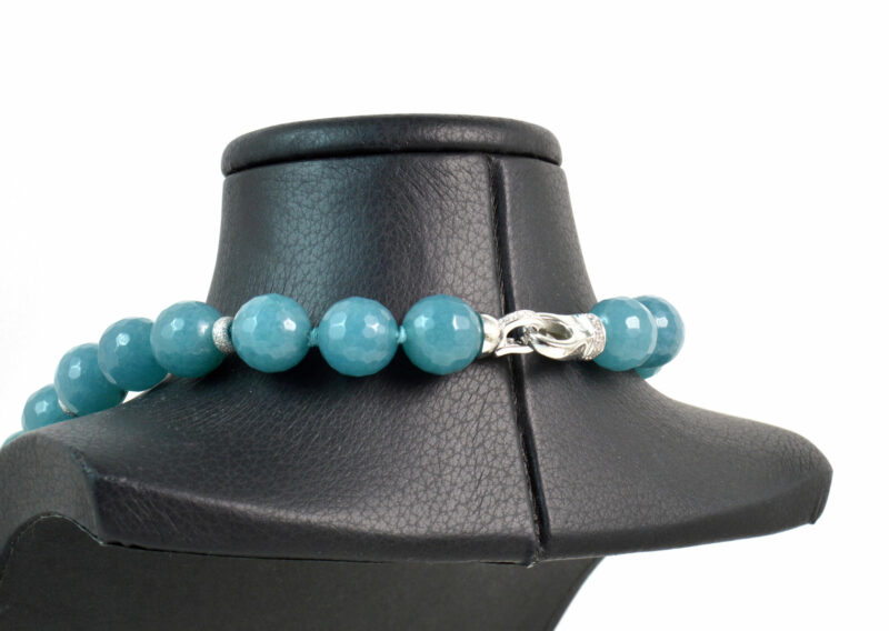 Collana in Angelite, Intercalari con chiusura in Argento 925 e Zirconi - immagine 3