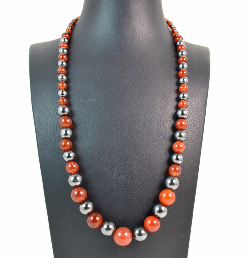 Collana scalare in Corniola, Ematite con chiusura in Argento 925