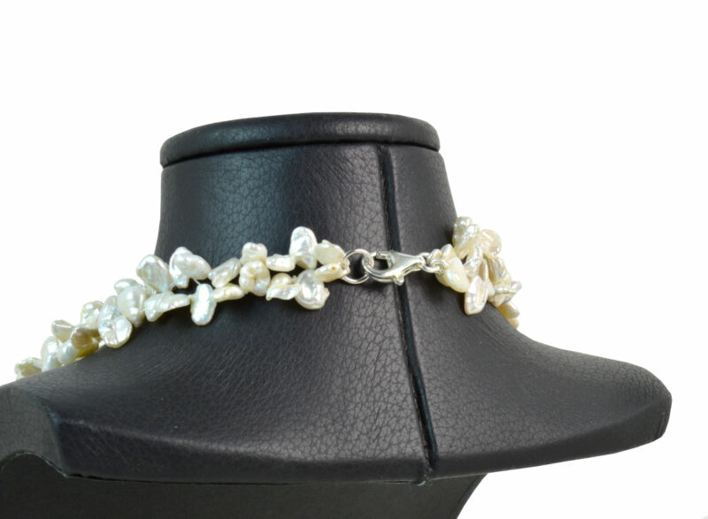 Collana due fili in Perle,Cristallo di Rocca e chiusura in Argento 925 - immagine 2