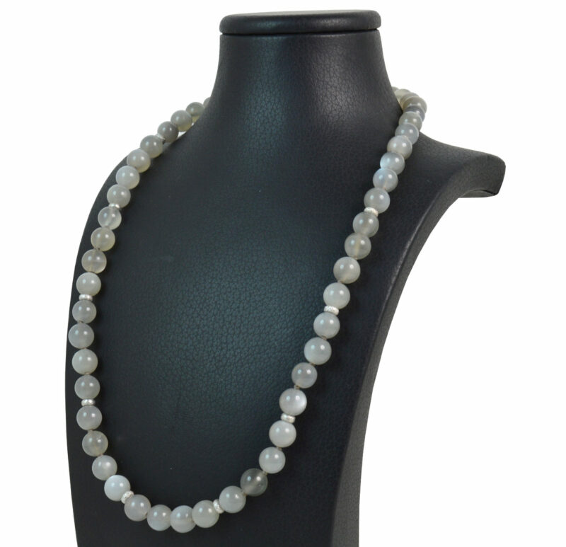 Collana in Pietra di Luna, Intercalari e chiusura in Argento 925 - immagine 3