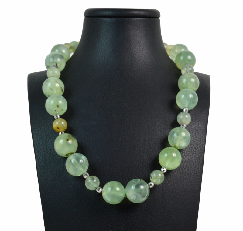 Collana in Prehnite,Intercalari e chiusura Argento 925