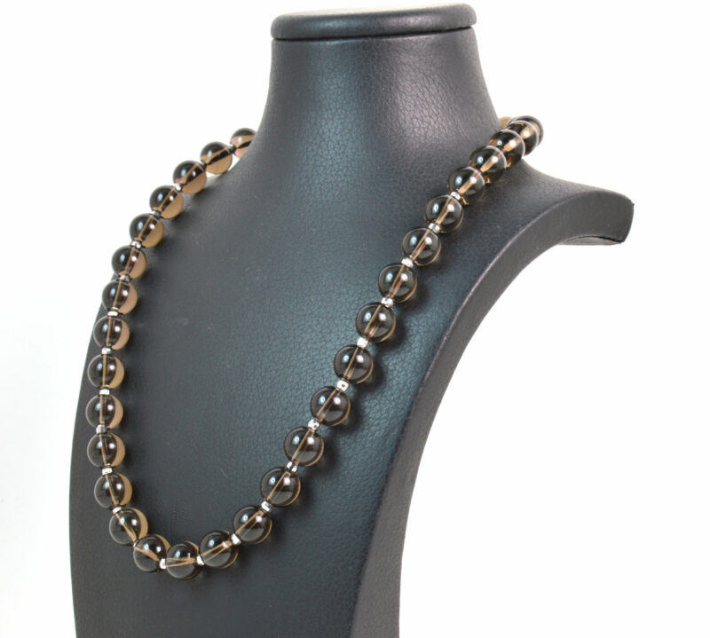 Collana in Quarzo Fumè, Intercalari e chiusura in Argento 925 - immagine 2