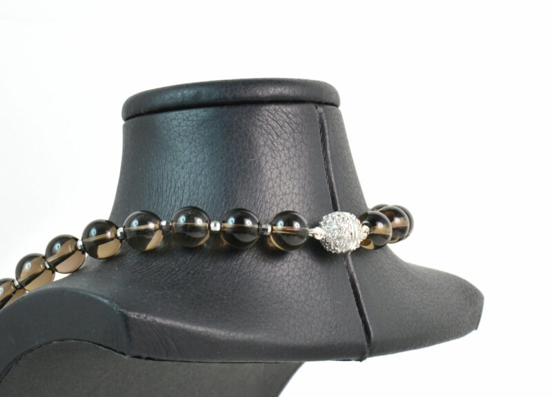 Collana in Quarzo Fumè, Intercalari e chiusura in Argento 925 - immagine 3