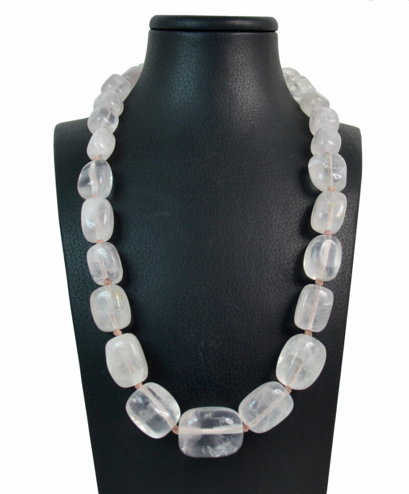 Collana a scalare in Quarzo Rosa con chiusura in Argento 925