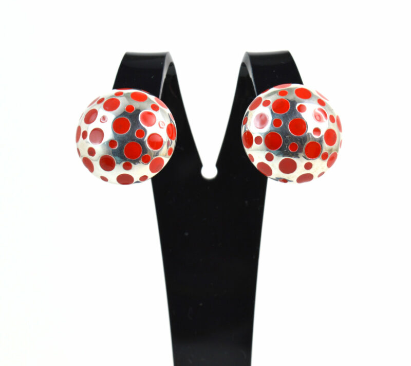 Orecchini Pois in Argento 925 e Smalto Rosso