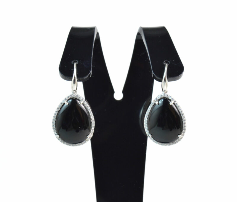 Orecchini pendenti in Argento 925 con Onice e Zirconi