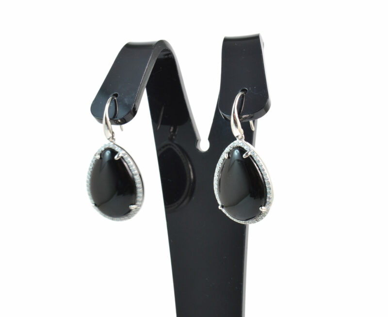 Orecchini pendenti in Argento 925 con Onice e Zirconi - immagine 3