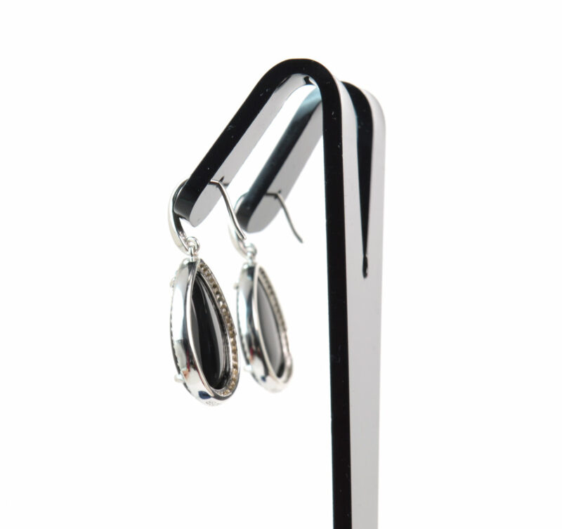 Orecchini pendenti in Argento 925 con Onice e Zirconi - immagine 2