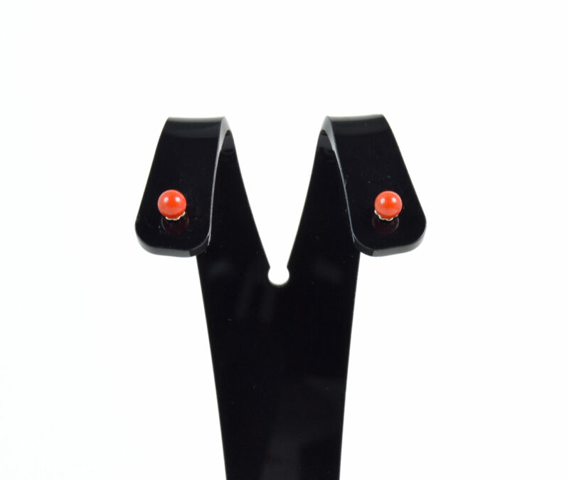 Orecchini a lobo in Corallo (Ø 5 mm) e Argento 925 - immagine 3