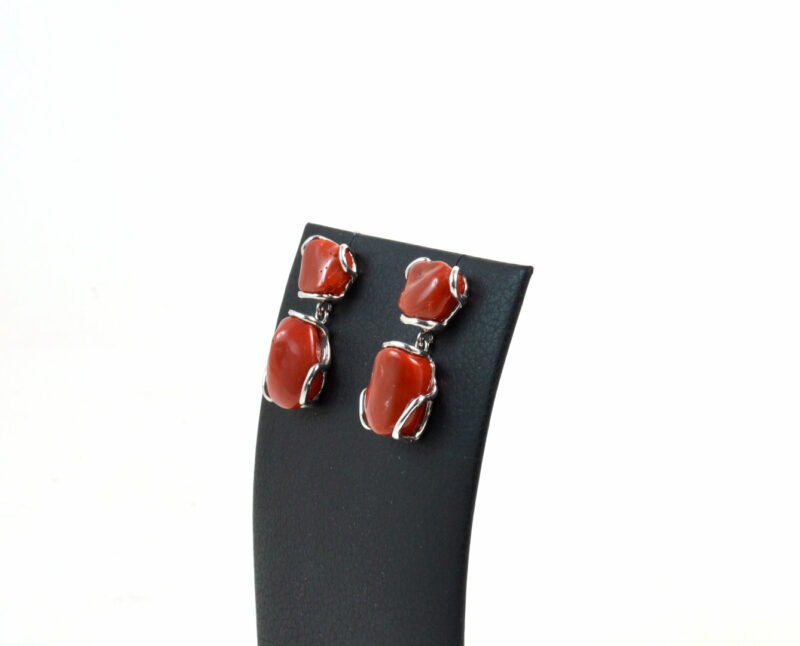 Orecchini pendenti con Corallo Rosso in Argento 925 - immagine 3