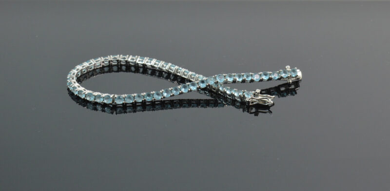 Bracciale Tennis in Argento 925 e Cubic Zirconia Azzurro