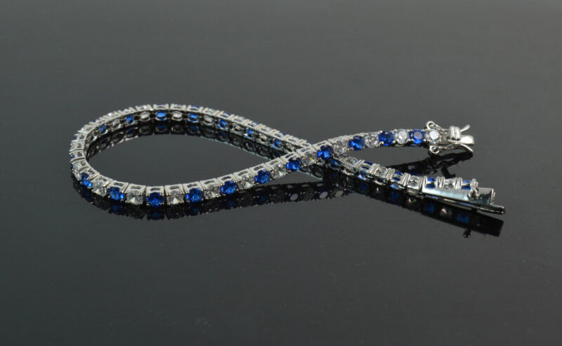 Bracciale Tennis in Argento 925 e Cubic Zirconia Bianco-Blu