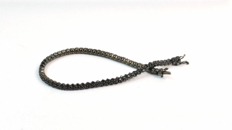 Bracciale Tennis in Argento 925 Brunito e Cubic Zirconia Neri