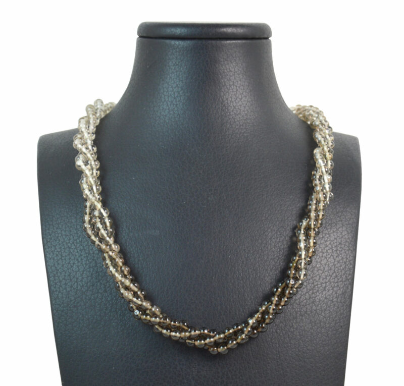 Collana Torchon in Quarzo Fumè e chiusura Argento 925 e Zirconi