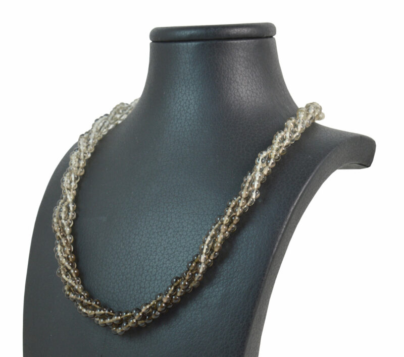 Collana Torchon in Quarzo Fumè e chiusura Argento 925 e Zirconi - immagine 2