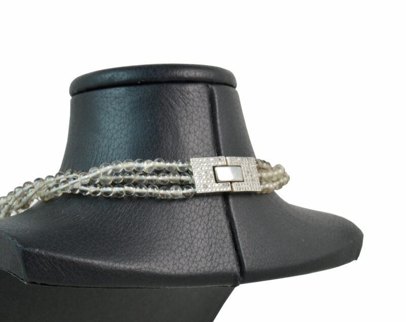 Collana Torchon in Quarzo Fumè e chiusura Argento 925 e Zirconi - immagine 3
