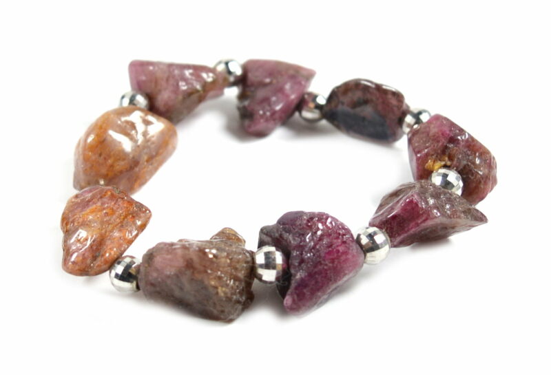 Bracciale Elasticizzato in Tormalina con Intercalari in Argento 925 - immagine 2
