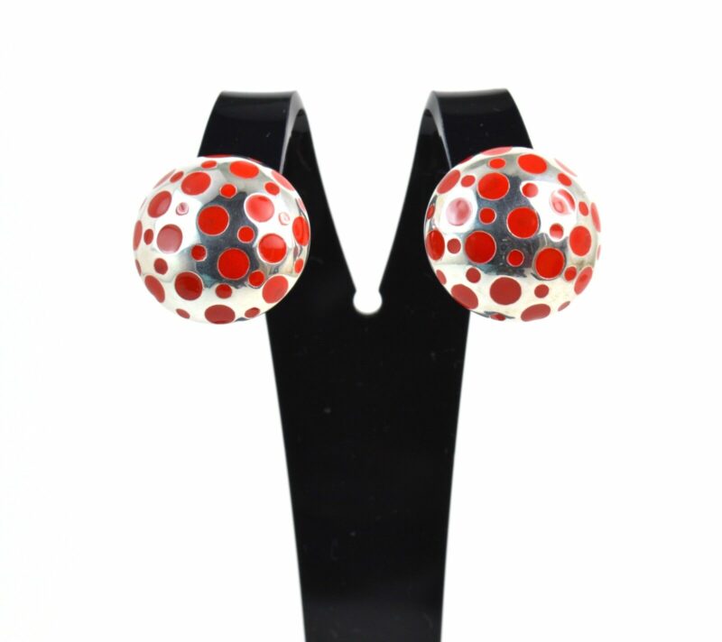 Orecchini Pois in Argento 925 e Smalto Rosso
