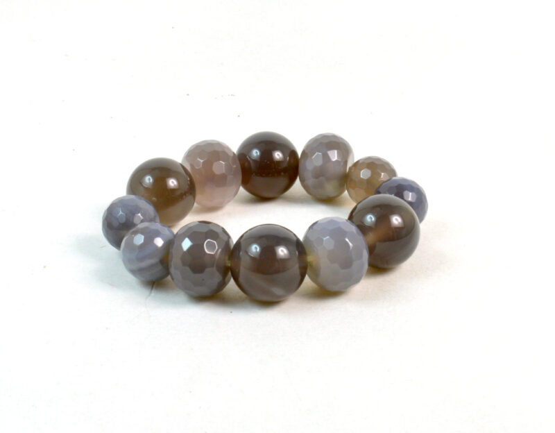 Bracciale Elasticizzato Agata Grigia sfaccettata e liscia