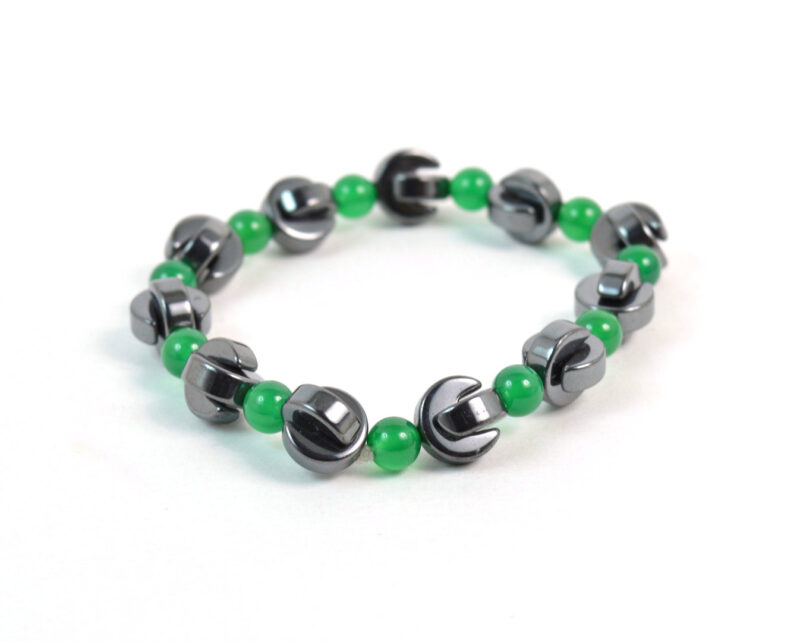 Bracciale Elasticizzato in Ematite e Agata Verde