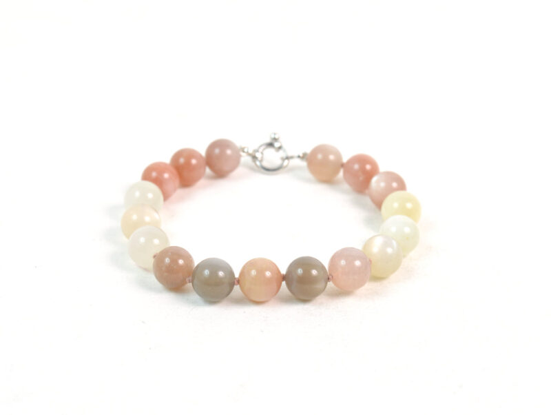 Bracciale in Pietra di Luna Multicolor e chiusura in Argento 925