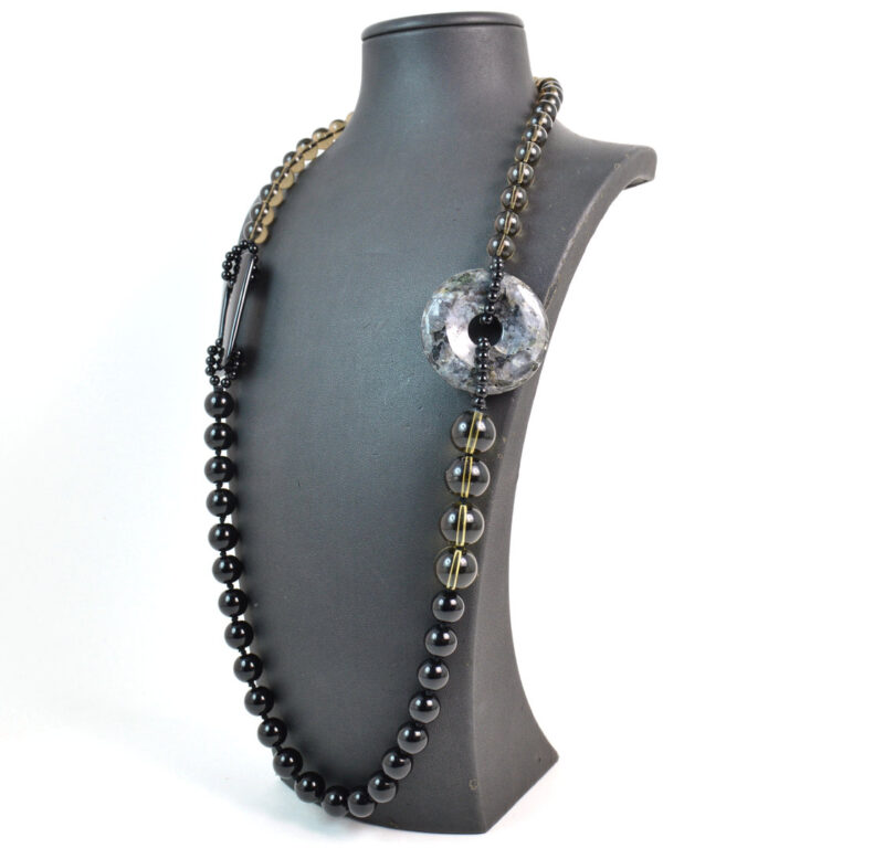 Collana in Astrofillite, Onice e Quarzo Fumè - immagine 2