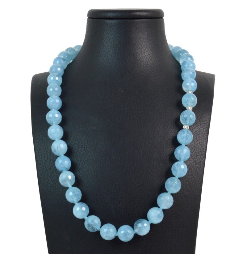 Collana in Acquamarina, Intercalari con chiusura in Argento 925