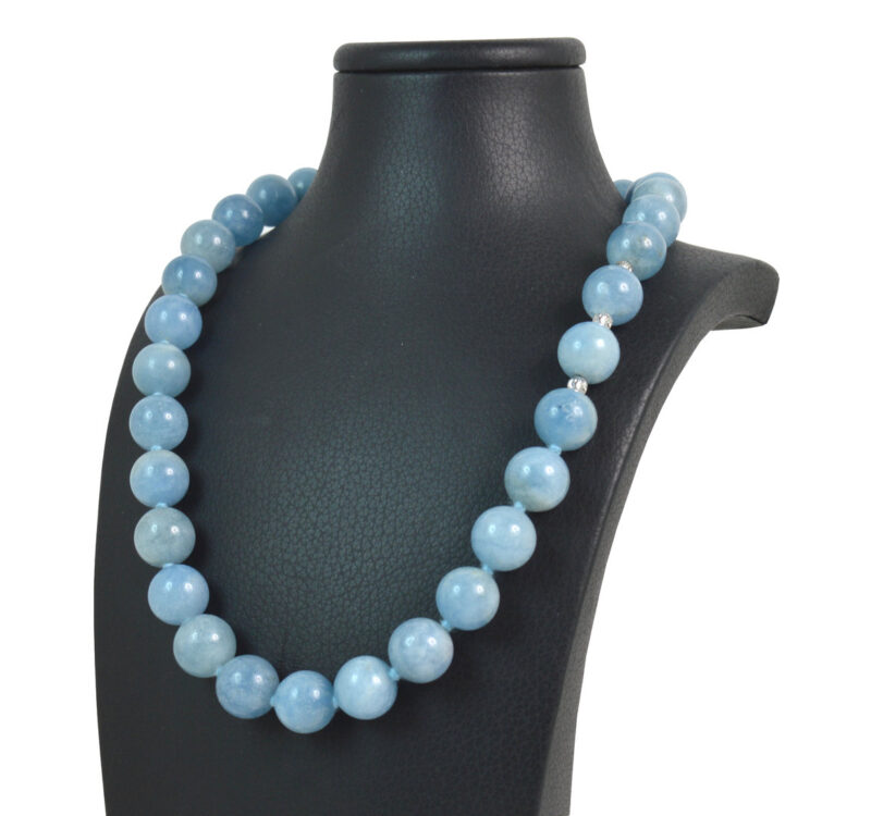 Collana in Acquamarina,Intercalari e chiusura in Argento 925 - immagine 3