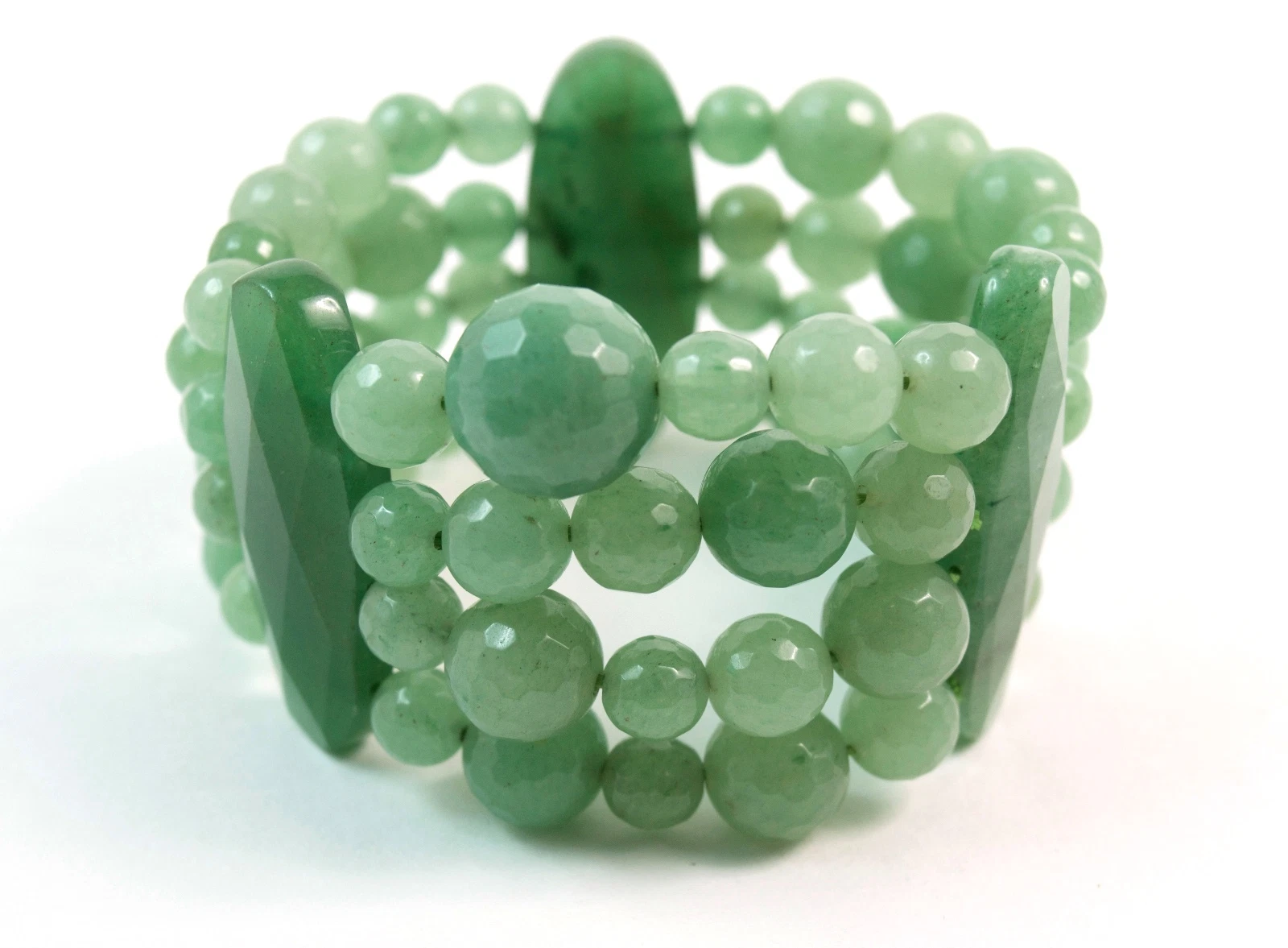 Bracciale Elastico a 4 Fili in Agata Verde - immagine 2